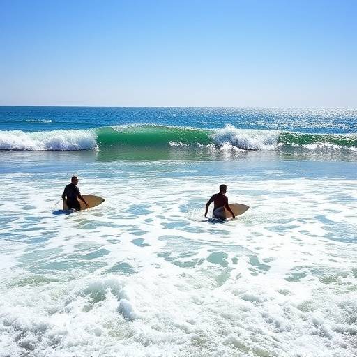 Surfers on Durban's North Beach